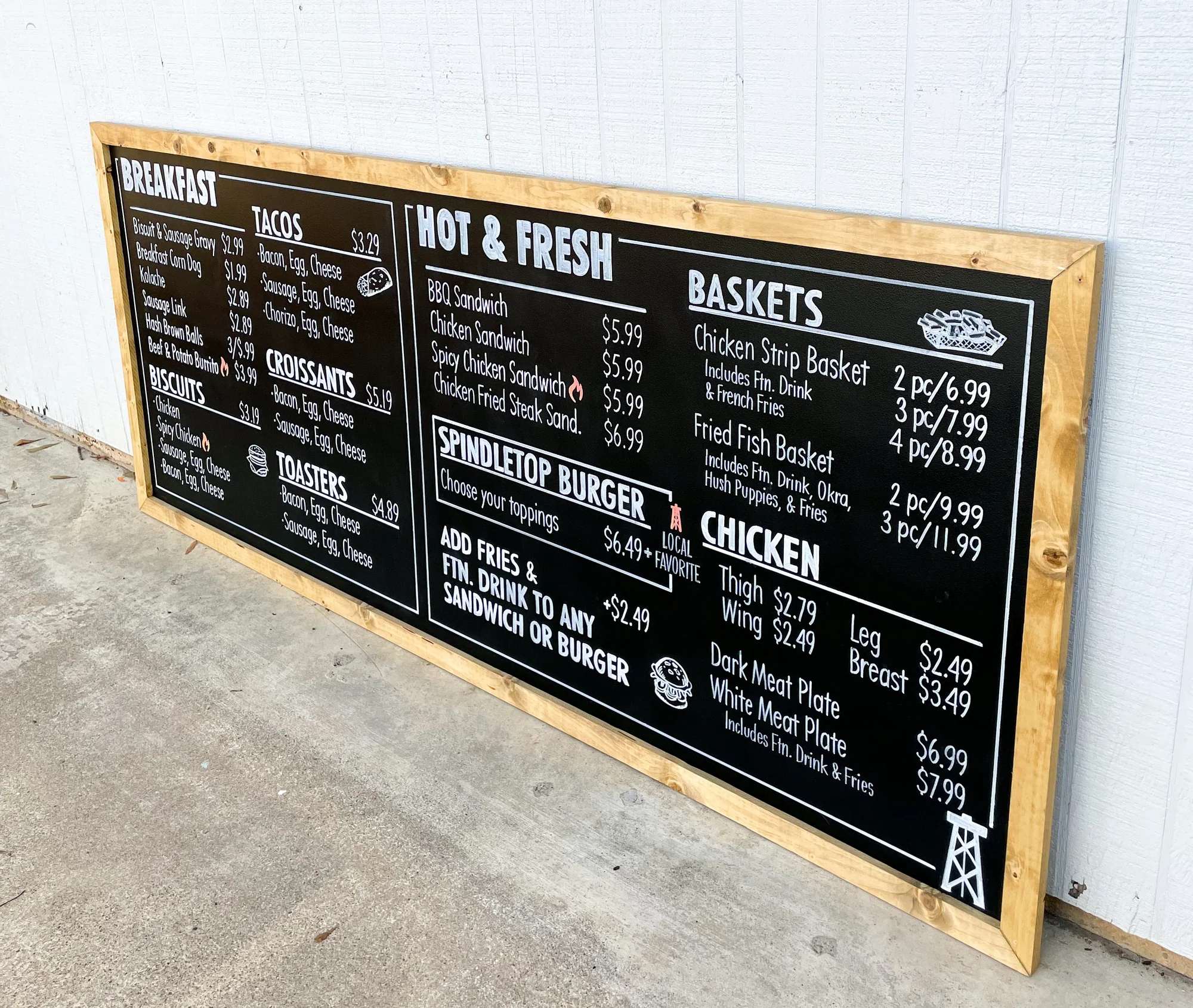 Hand-lettered menu board from Audrey by Design