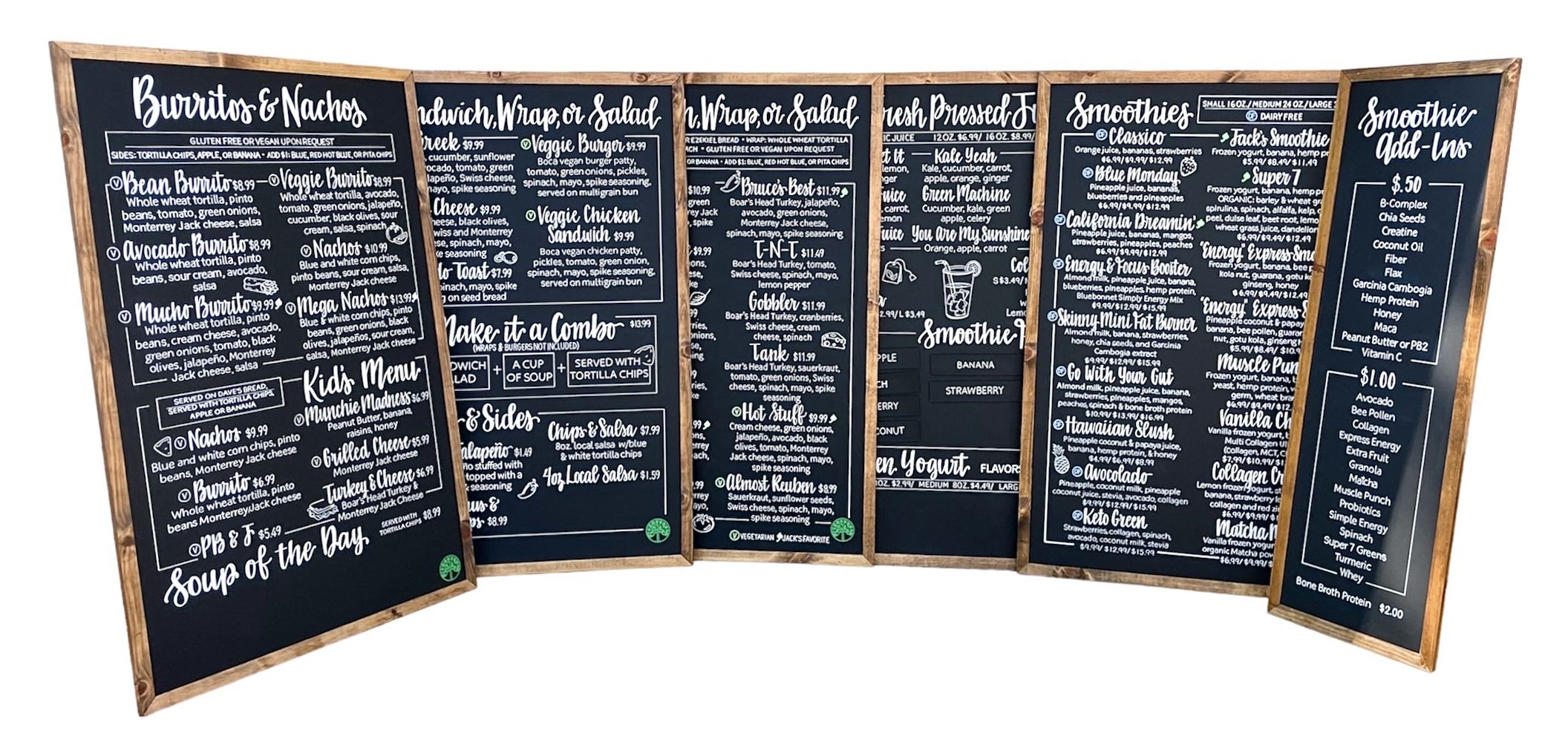Hand-lettered menu boards from Audrey by Design