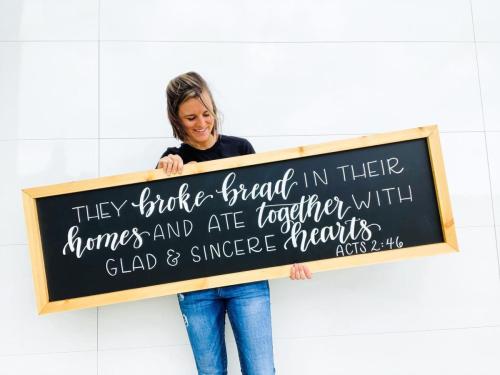 Hand-lettered Bible verse sign from Audrey by Design