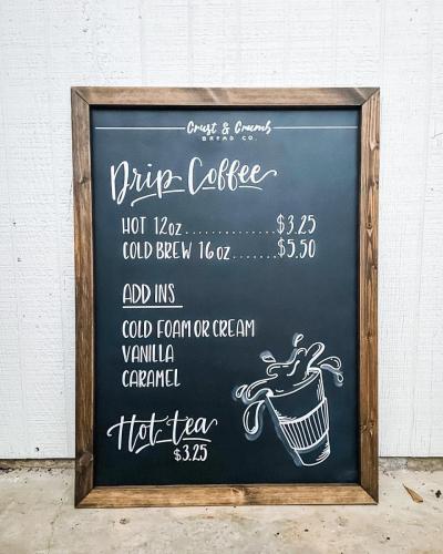 Hand-lettered menu board from Audrey by Design