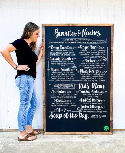 Hand-lettered menu board from Audrey by Design